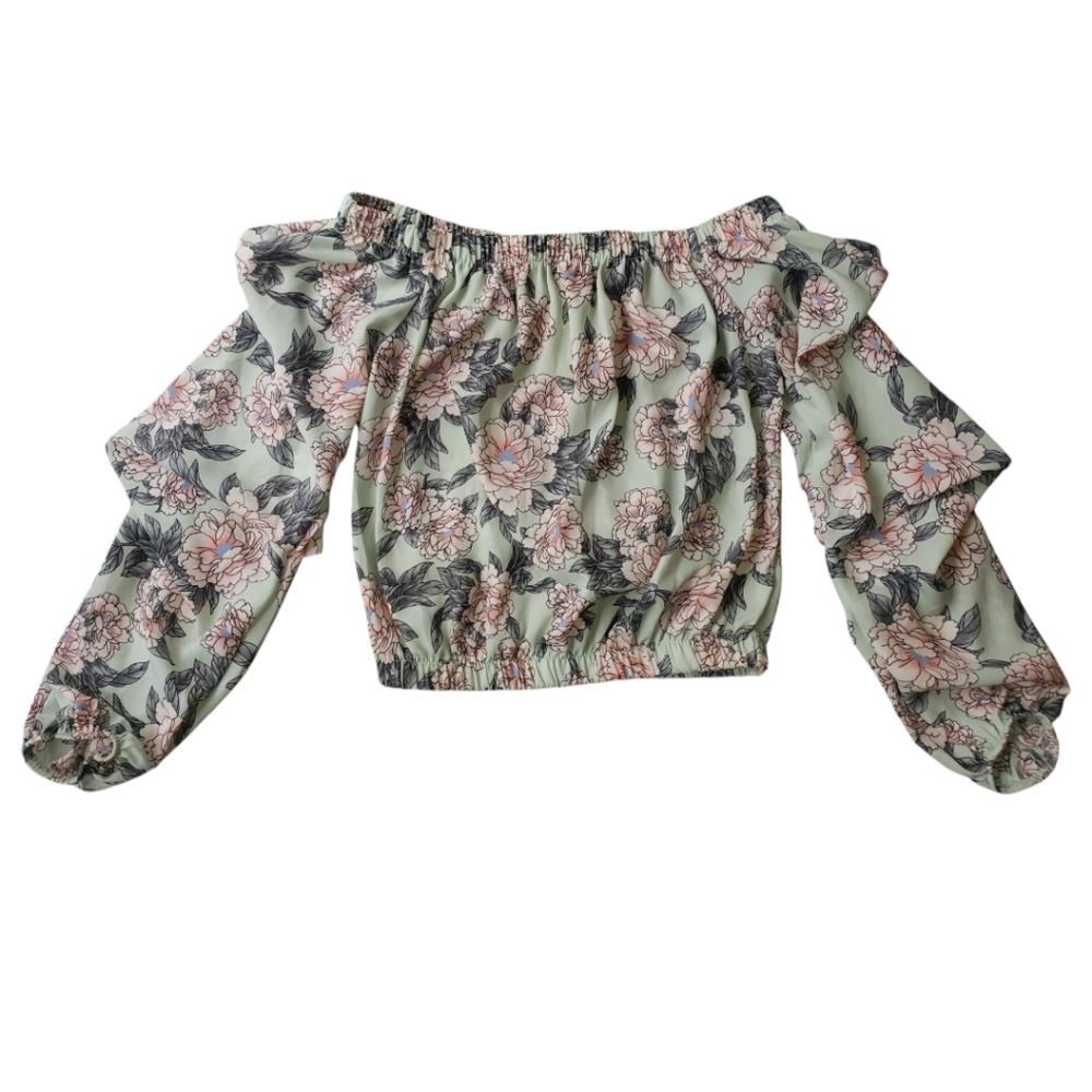 Charlotte Russe floral off Sholder long sleeve size XS top